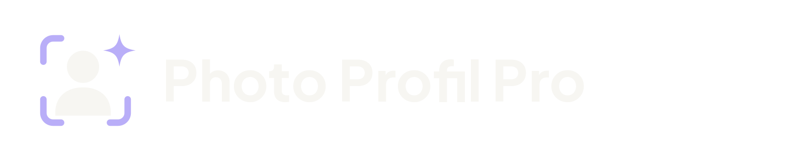 Logo Photo Profil Pro : portrait ivoire, cadre et éclat lavande, nom de l'application en ivoire